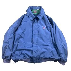 Bugle Boy Windbreaker Jacket Men's Large Blue Vintage Embroidered 90s